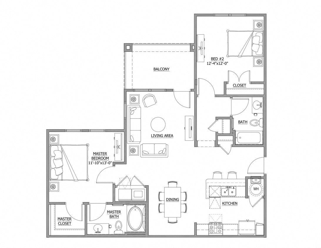 2 Bedroom Floor Plan at Gateway at Rock Hill Apartments 2 Bedroom at Gateway at Rock Hill Apartments
